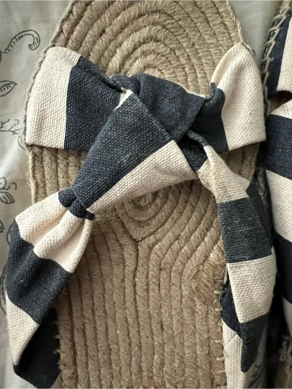 J. Crew Striped Knotted Espadrille Slides in Navy & Cream